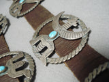 Earlier 1900's Vintage Native American Navajo Thunderbird Turquoise Sterling Silver Concho Belt-Nativo Arts