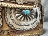 Most Grand Vintage Native American Navajo 4.25' Wide Turquoise Sterling Silver Concho Belt Old-Nativo Arts