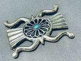 Heavy 102 Gram Vintage Native American Navajo Turquoise Sterling Silver Buckle Old-Nativo Arts