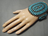 Native American Colossal Vintage Navajo Long Tears Turquoise Sterling Silver Bracelet-Nativo Arts