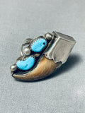 Big Signed Native American Navajo Turquoise Sterling Silver Ring-Nativo Arts