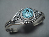 Tremendous Vintage Native American Navajo Spiderweb Turquoise Sterling Silver Bracelet Old Cuff-Nativo Arts