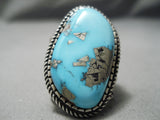 Huge And Thick!! Vintage Native American Navajo Old Morenci Turquoise Sterling Silver Ring-Nativo Arts