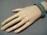 One Of Most Intricate Vintage Native American Zuni Snake Eyes Turquoise Sterling Silver Bracelet-Nativo Arts