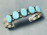 Elegant Vintage Native American Navajo Blue Gem Turquoise Sterling Silver Bracelet-Nativo Arts
