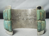 Huge Native American Green Turquoise Inlay Sterling Silver Bracelet-Nativo Arts