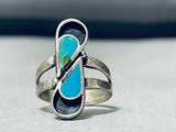 Tears Of Joy Vintage Native American Zuni Turquoise Sterling Silver Ring Old-Nativo Arts