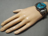 One Of The Best Vintage Native American Navajo Old Kingman Turquoise Sterling Silver Bracelet-Nativo Arts