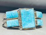 Native American One Of The Best Navajo Rectangular Turquoise Sterling Silver Bracelet-Nativo Arts