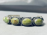 Smithsonian Artist Vintage Native American Navajo Green Turquoise Sterling Silver Bracelet-Nativo Arts