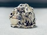 Superior Native American Navajo Handcarved Sterling Silver Horse Colossal Ring-Nativo Arts