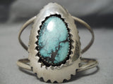 Important Vintage Native American Navajo Last Chance Turquoise Sterling Silver Bracelet Old-Nativo Arts