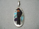 Exquisite Vintage Zuni Native American Turquoise Sterling Silver Bird Pendant-Nativo Arts