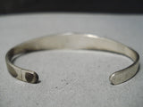 Superior Vintage Native American Navajo Graduating Turquoise Inlay Sterling Silver Bracelet-Nativo Arts