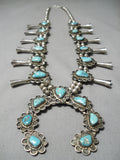Opulent Vintage Native American Navajo Turquoise Sterling Silver Squash Blossom Necklace-Nativo Arts