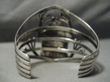 Huge Frog Turquoise Vintage Native American Navajo Sterling Silver Bracelet Old-Nativo Arts