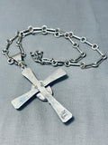 Important Heavy Cross Vintage Native American Navajo Turquoise Sterling Silver Necklace-Nativo Arts