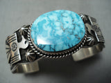 Astonishing Native American Navajo High Grade Old Kingman Turquoise Sterling Silver Bracelet-Nativo Arts