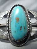 Marvelous Vintage Native American Navajo Kingman Turquoise Sterling Silver Bracelet Old-Nativo Arts