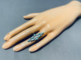 Eye-catching Vintage Native American Zuni Blue Gem Turquoise Sterling Silver Ring-Nativo Arts
