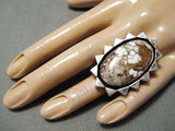 Important Vintage Native American Navajo Derrick Gordan Agate Sterling Silver Ring-Nativo Arts