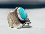 Native American Fascinating Vintage Kingman Turquoise Sterling Silver Ring-Nativo Arts