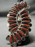Phil Byjoe Navajo Coral Navajo Sterling Silver Native American Ring-Nativo Arts