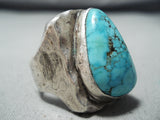 Native American Colossal Vintage Navajo Spiderweb Turquoise Sterling Silver Ring Old-Nativo Arts