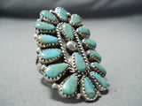 Marvelous Native American Navajo Royston Turquoise Cluster Sterling Silver Ring-Nativo Arts