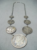 Fascinating Navajo Native American Sterling Silver Coins Necklace-Nativo Arts