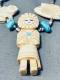 One Of The Most Intricately Hand Carved Vintage Native American Zuni Turquoise Necklace-Nativo Arts