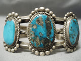 Museum Quality Vintage Native American Navajo Morenci Turquoise Sterling Silver Bracelet-Nativo Arts