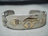 Signed Vintage Navajo Native American 14k Gold Sterling Silver Bracelet-Nativo Arts