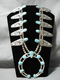 Carico Lake Turquoise Native American Sterling Silver Squash Blossom Necklace-Nativo Arts