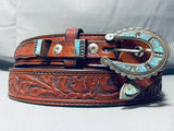 Native American One Of The Best Ever Vintage Navajo Turquoise Sterling Silver Belt-Nativo Arts