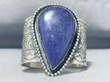 The Best Native American Navajo Charoite Teardrop Sterling Silver Bracelet Cuff-Nativo Arts