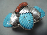 Leaves Of Turquoise Zuni Turquoise Sterling Silver Bracelet Native American-Nativo Arts
