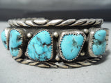 Unforgettable Vintage Native American Navajo Kingman Turquoise Sterling Silver Bracelet Old-Nativo Arts