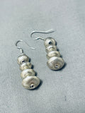 Dynamic Vintage Native American Navajo Sterling Silver Dangle Bead Earrings-Nativo Arts