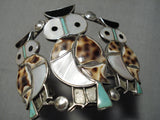 One Of The Best Vintage Native American Navajo Zuni Turquoise Sterling Silver Owl Bracelet-Nativo Arts
