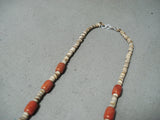 Fabulous Santo Domingo Native American Coral Heishi Necklace-Nativo Arts