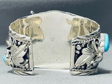 Native American Tommy Yazzie Howling Coyote Turquoise Sterling Silver Bracelet-Nativo Arts
