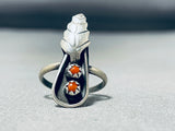 Exceptional Vintage Native American Navajo Coral Sterling Silver Ring-Nativo Arts