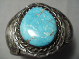 Museum Vintage Native American Navajo Carico Lake Turquoise Sterling Silver Bracelet Old-Nativo Arts