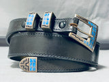 Native American Very Rare Vintage Navajo Lapis Sterling Silver Ranger Buckle Set-Nativo Arts