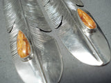 Elaborate Navajo Spiny Oyster Sterling Silver Earrings Native American-Nativo Arts