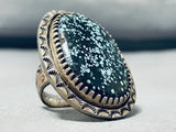 One Of The Finest Vintage Native American Navajo Spiderweb Turquoise Sterling Silver Ring-Nativo Arts