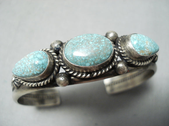 Native American Important Ella Linkin Red Mountain Turquoise Sterling Silver Bracelet-Nativo Arts