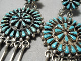 Beautiful Vintage Native American Navajo Zuni Turquoise Sterling Silver Chandelier Earrings-Nativo Arts