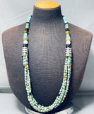 Authentic Singer Native American Navajo Green Turquoise Sterling Silver Necklace-Nativo Arts